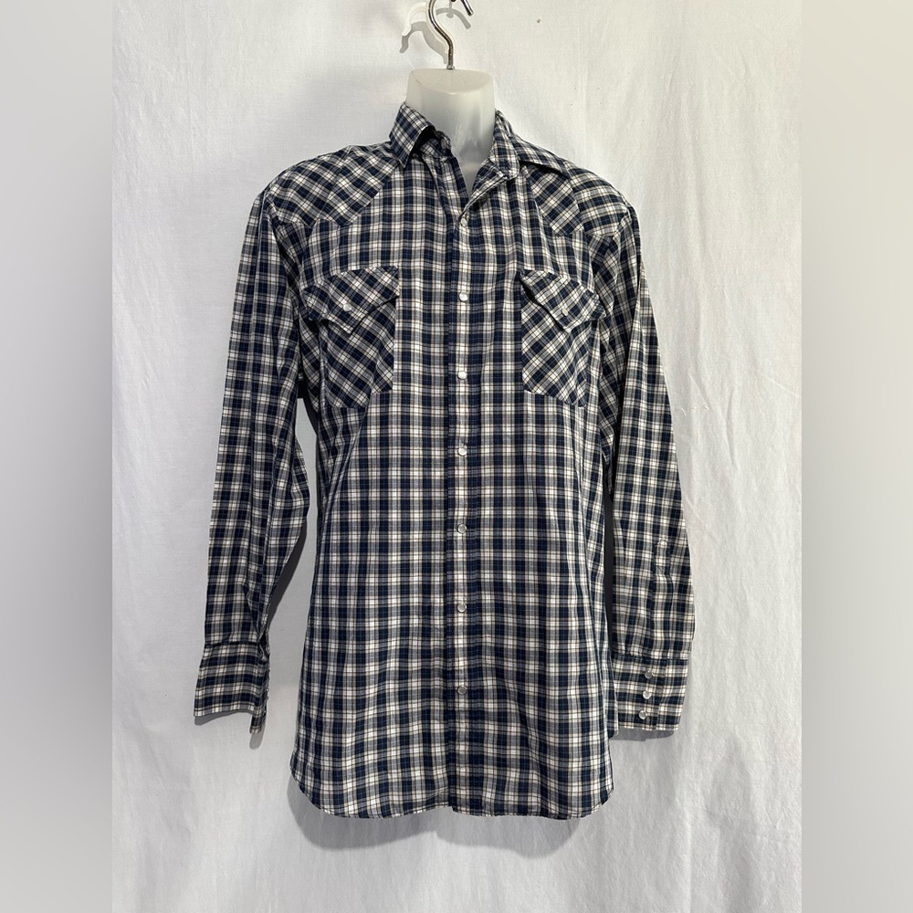 Fly Plains Classic Navy Checkered Pearl Snap Shirt | LT